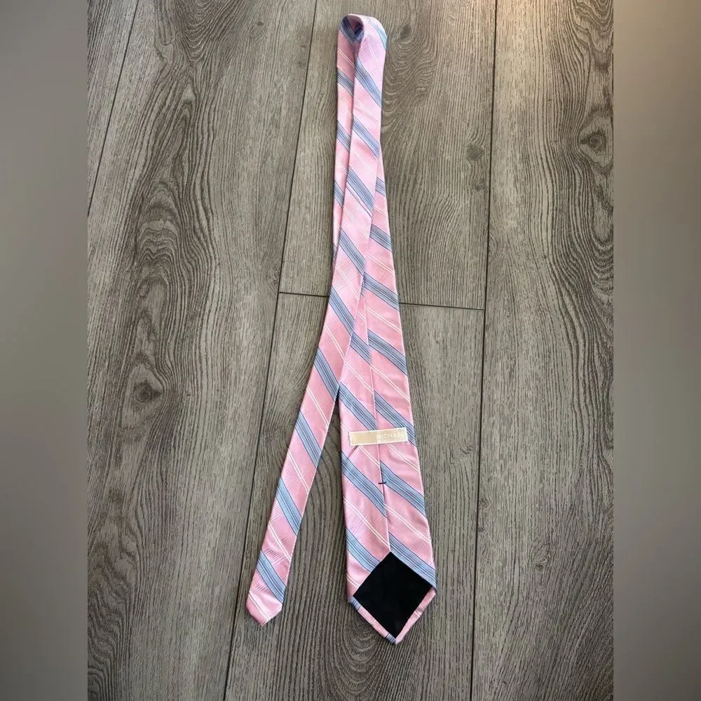 Michale Kors Pink and Blue Striped Men's Tie 100% silk